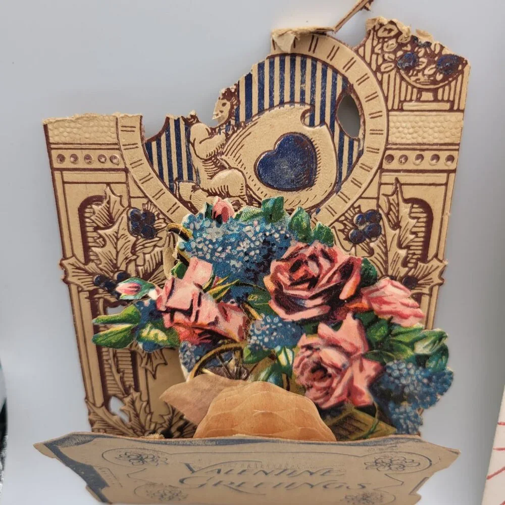 Vintage Pop Up Valentine Christmas Cards Paper‎ Ephemera 3D Designs German USA